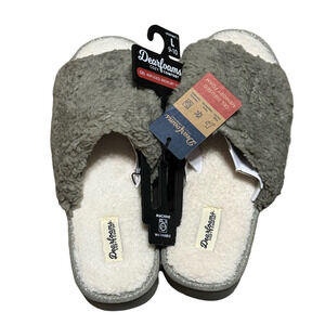 Dearfoams Cozy Gray and Cream Slippers Women Size 9-10 L